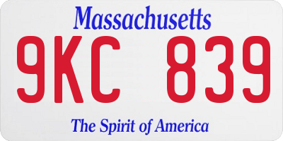 MA license plate 9KC839