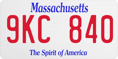 MA license plate 9KC840