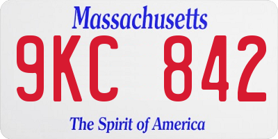 MA license plate 9KC842
