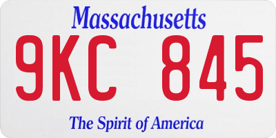 MA license plate 9KC845