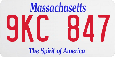 MA license plate 9KC847