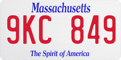 MA license plate 9KC849