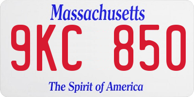 MA license plate 9KC850