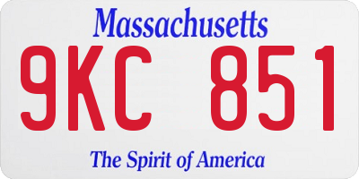 MA license plate 9KC851