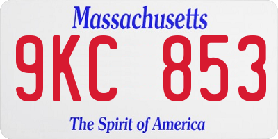 MA license plate 9KC853