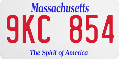 MA license plate 9KC854
