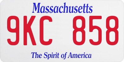 MA license plate 9KC858