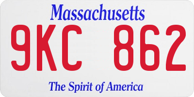 MA license plate 9KC862