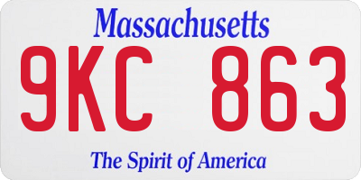 MA license plate 9KC863