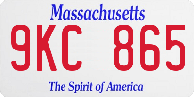 MA license plate 9KC865