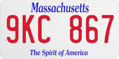 MA license plate 9KC867