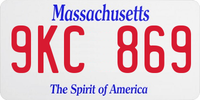 MA license plate 9KC869