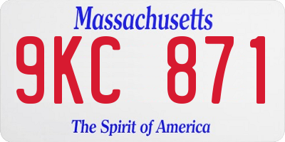 MA license plate 9KC871