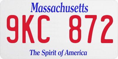 MA license plate 9KC872