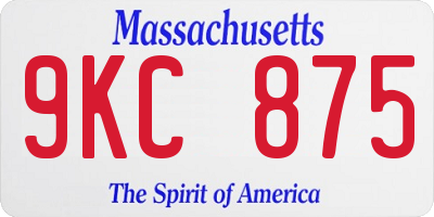MA license plate 9KC875