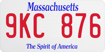 MA license plate 9KC876