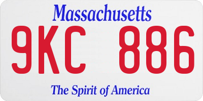 MA license plate 9KC886