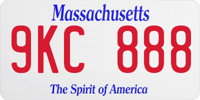 MA license plate 9KC888