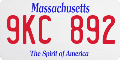 MA license plate 9KC892