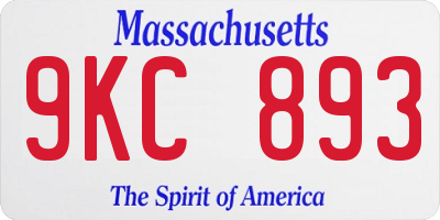 MA license plate 9KC893