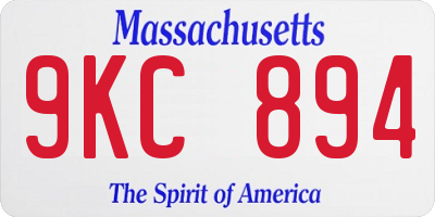 MA license plate 9KC894