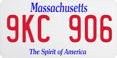 MA license plate 9KC906