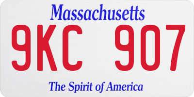 MA license plate 9KC907
