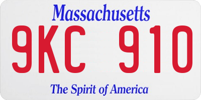 MA license plate 9KC910