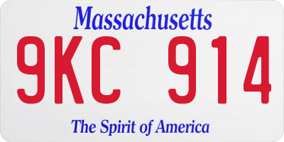MA license plate 9KC914