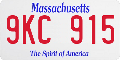 MA license plate 9KC915