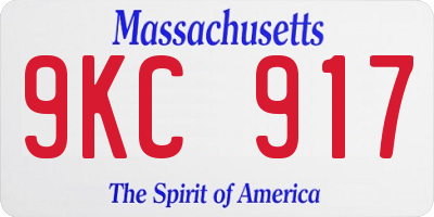 MA license plate 9KC917