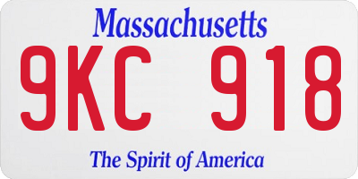 MA license plate 9KC918