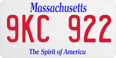 MA license plate 9KC922