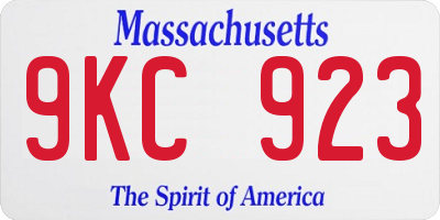 MA license plate 9KC923