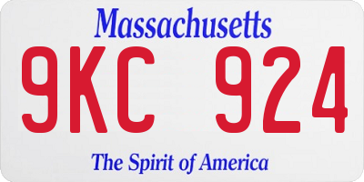 MA license plate 9KC924