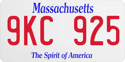 MA license plate 9KC925
