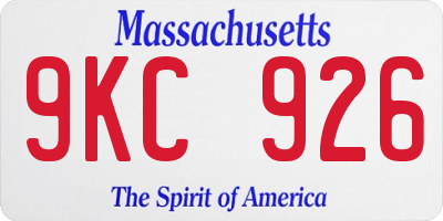 MA license plate 9KC926