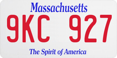 MA license plate 9KC927