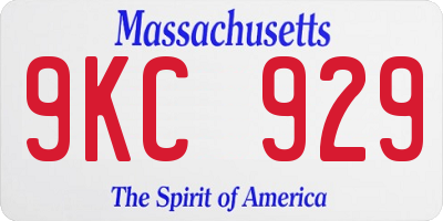 MA license plate 9KC929
