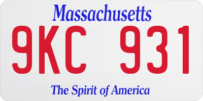 MA license plate 9KC931
