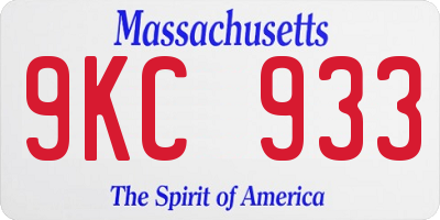 MA license plate 9KC933