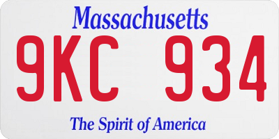 MA license plate 9KC934
