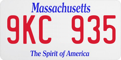 MA license plate 9KC935