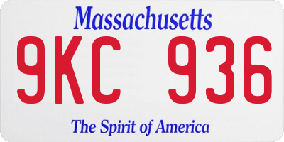 MA license plate 9KC936