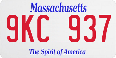 MA license plate 9KC937