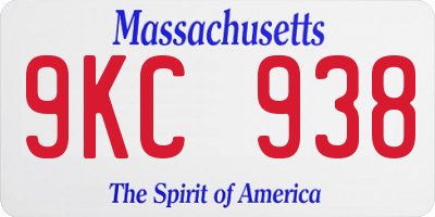 MA license plate 9KC938