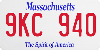 MA license plate 9KC940