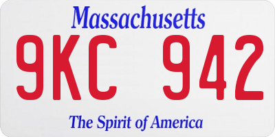 MA license plate 9KC942