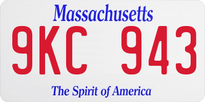 MA license plate 9KC943
