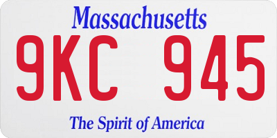 MA license plate 9KC945